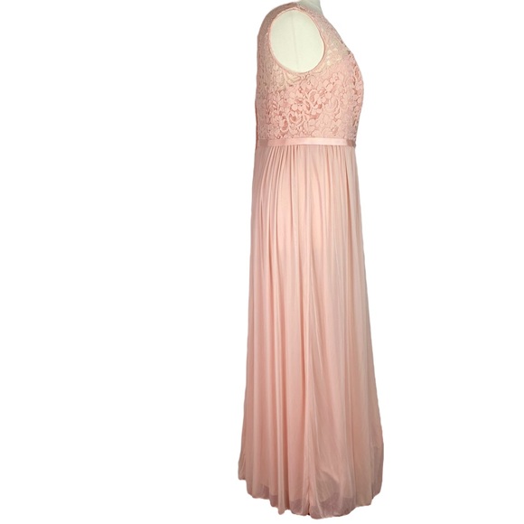 David’s Bridal Bellini Pink Peach Lace Bridesmaid Dress Size 18 - Picture 5 of 11